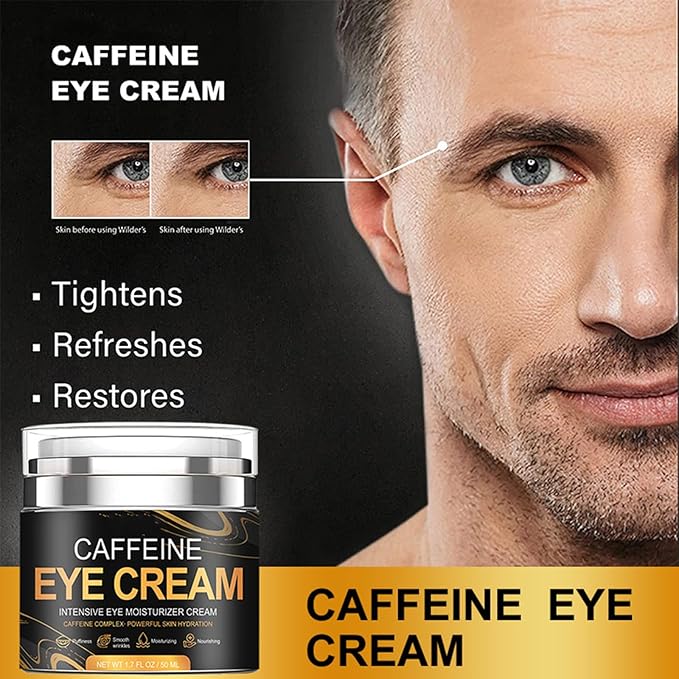 Caffeine Eye Cream for Men Anti Aging, Reduces Dark Circles, Bags, Puffiness Under Eye Cream Face Tightening Eye Lift For All Skin Types 1.7oz-Velvo Beauty