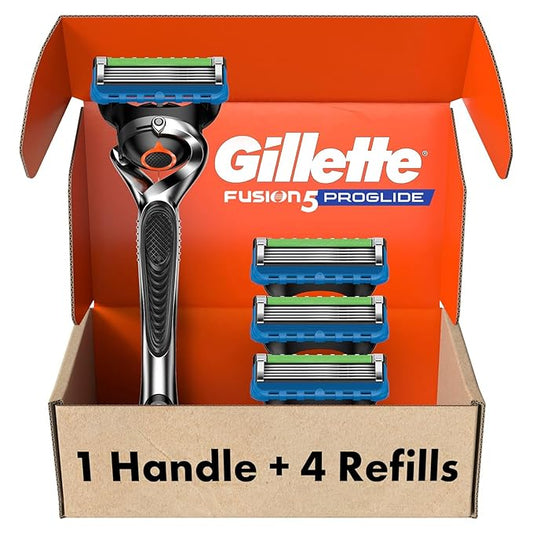 Gillette Fusion ProGlide Razor for Men, Handle + 4 Blade Refills-Velvo Beauty