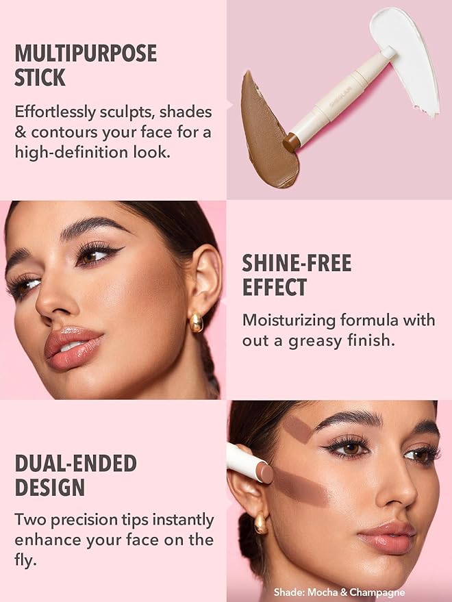 SHEGLAM 2 In 1 Dual Head Cream Contour Highlighter Stick Highly Pigmented Face Bronzer Makeup - Pearl & Sand-Velvo Beauty