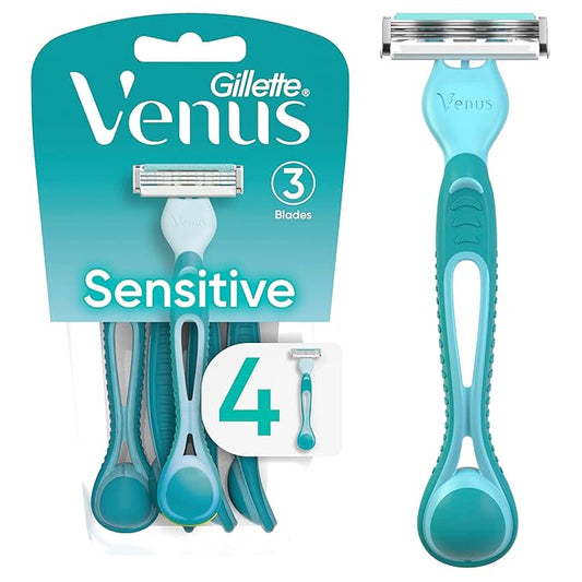 Gillette Venus Simply 3 Sensitive Women's Disposable Razors, Pack of 1 with 4 razors-Velvo Beauty