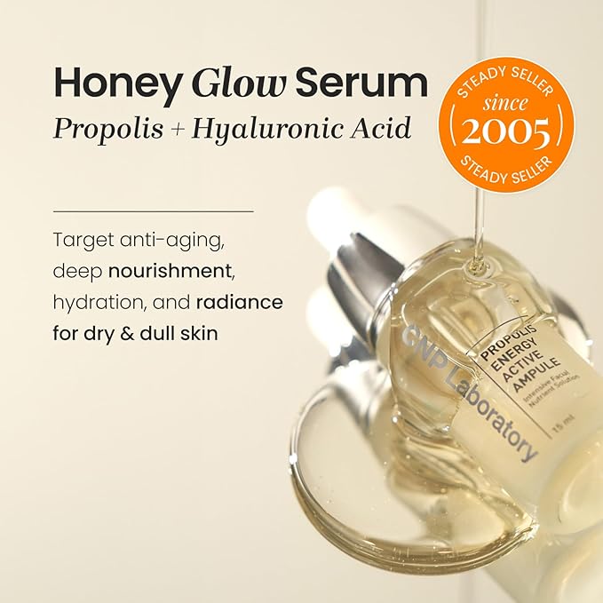 CNP Honey Glow Serum - Hyaluronic Acid & Propolis for Hydrating, Anti-Aging, Centella Soothing Serum, for Sensitive Skin, Korean Skin Care (1.18 fl. oz)-Velvo Beauty