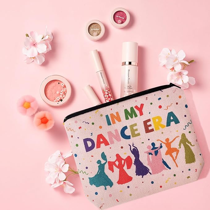 My Dance Era Canvas Zipper Cosmetic Bag, Small Makeup Bag for Women, Friends, Daughter, Sister for Dancers, Dancer Birthday Gifts for Girls (Pink)-Velvo Beauty