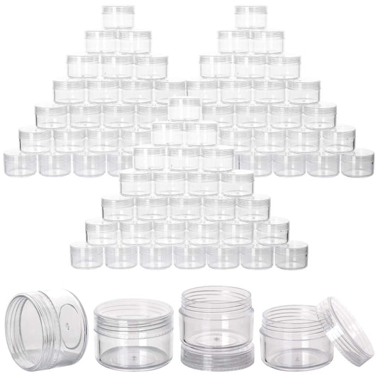 100 Count Refillable Sample Containers with Lids Cosmetic Jars 15 Gram Empty Cream Jars Leak Proof Makeup Containers for Traveling - Clear-Velvo Beauty