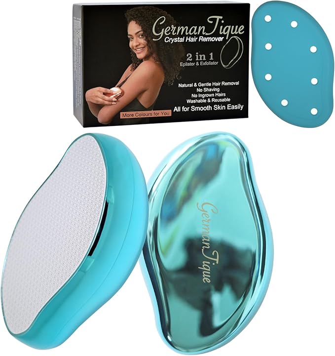 Crystal Hair Eraser,Natural Crystal Hair Remover,Reusable Painless Nano Glass Hair Removal Device Without Shaver,Gentle Crystal Epilator and Exfoliator for Soft Silky Skin(Light Blue)-Velvo Beauty