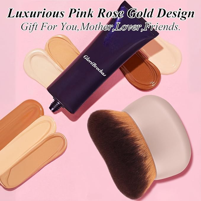 75MM Extra Large Self Tanner Kabuki Makeup Brush – Ultra Soft Dense Vegan Bristles for Body Makeup, Bronzer & Foundation–Applies Tanning Mousse, Lotion & Self Tanner–Khaki, Wet & Dry-Velvo Beauty