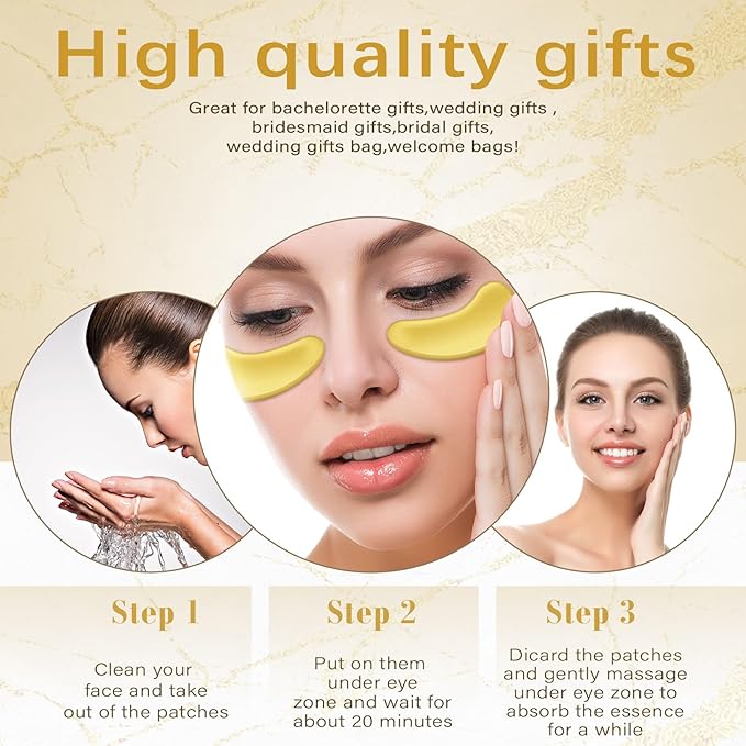 60 Pairs 24k Gold Under Eye Patches for Dark Circles Puffiness Wrinkles Individually Packaged Under Eye Patches Mask with Acid and Collagen for Relieves Pressure and Reduces Wrinkles-Velvo Beauty