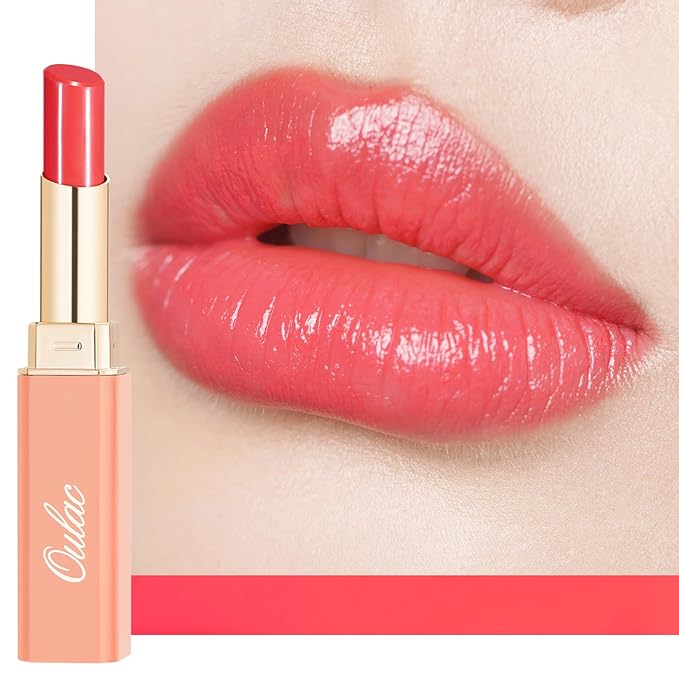 Oulac Watermelon Pink Lipstick - Moisturizing Lip Stick Glossy Tinted Lip Balm, Sheer Shine Juicy Finish, Lightweight and Hydrating Formula for Dry Lip Care, Vegan 2.2g/0.07oz (11)-Velvo Beauty