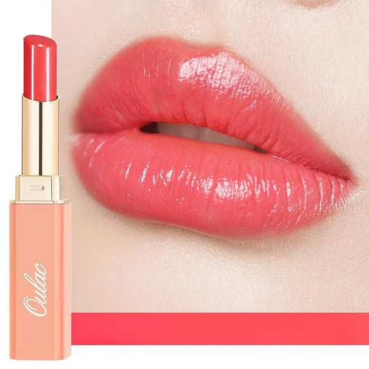 Oulac Watermelon Pink Lipstick - Moisturizing Lip Stick Glossy Tinted Lip Balm, Sheer Shine Juicy Finish, Lightweight and Hydrating Formula for Dry Lip Care, Vegan 2.2g/0.07oz (11)-Velvo Beauty