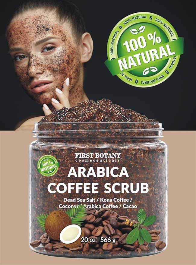 First Botany Cosmeceuticals, 100% Natural Arabica Coffee Scrub with Organic Coffee Coconut & Shea Butter, 20 oz-Velvo Beauty