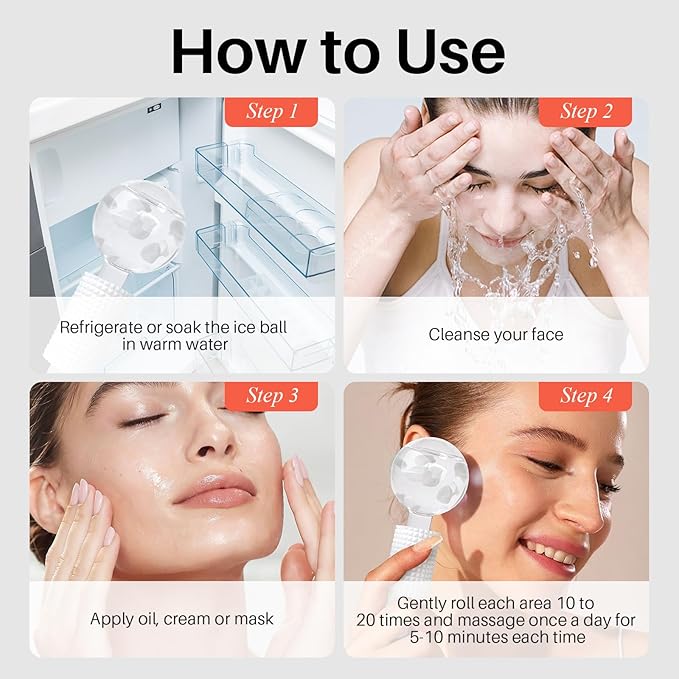 Ice Globes & Ice Roller for Face and Eyes - Facial Massage Tools for Skin Care, Reduce Wrinkles & Puffiness, Cooling Globes & Roller Ball for Glowing Skin 2PCS (White)-Velvo Beauty