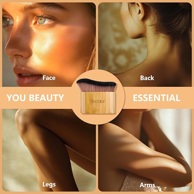 docolor Self Tanner Brush Large Body Makeup Brush, Soft Vegan Tanning Brush no stripes, for Foundation, Self-tanner, Bronzer, Self Tan Back Applicator Body + Face Self-Tan Blending Brush Gift Box-Velvo Beauty