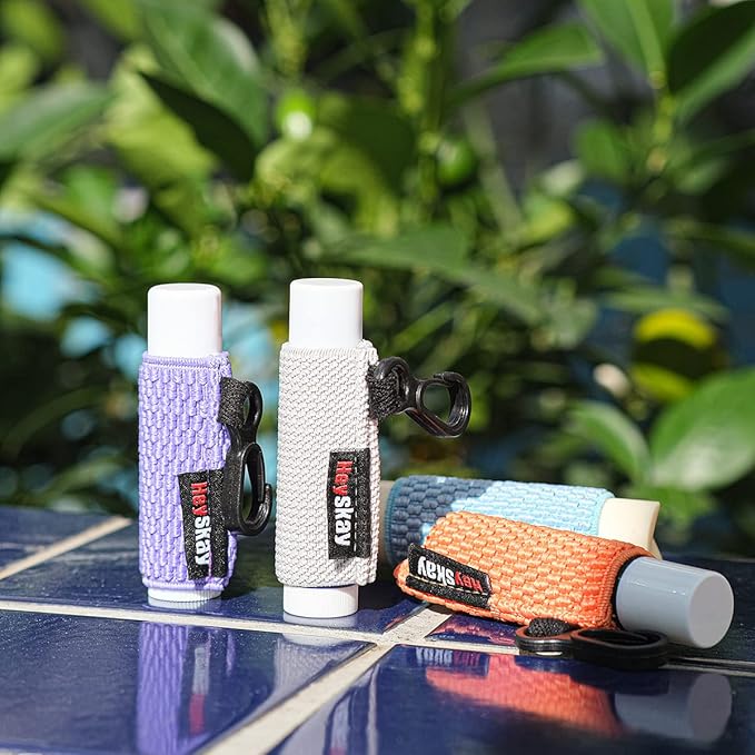 3PCS Lip Balm Holder Sleeves Keychain Lipstick Sleeves Lip Gloss Holder Keychain Chapstick Elastic Sleeves-Velvo Beauty