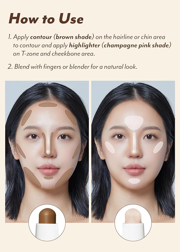 I'M MEME I'm Multi Stick Dual | Two Shade Shading and Highlighting Matte Finish | Suitable for Beginners Portable Size | 001 Contouring-Velvo Beauty