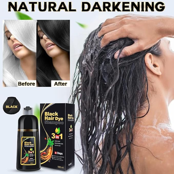 Black Hair Dye Shampoo 3 in 1 for Women/Men for Gray Coverage Instant Hair Color Shampoo Semi Permanent Champu Para Cana-Velvo Beauty