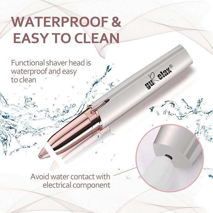 gurelax Eyebrow Hair Remover, Electric Eyebrow Trimmer for Women,Face and Eye Epilator with LED Light for Women Rechargeable with 2 x Replacement Heads (White)-Velvo Beauty