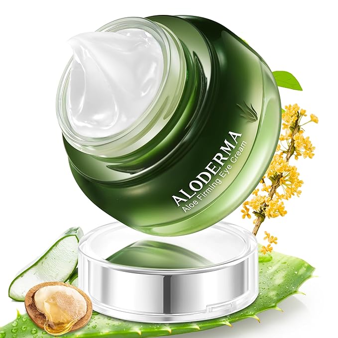 Aloderma Aloe Firming Eye Cream Made with 70% Organic Aloe Vera - Natural Daily Hydrating Eye Cream with Jojoba, Hyaluronic Acid, & Organic Aloe - Reduce Signs of Aging, Fine Lines & Wrinkles, 25g-Velvo Beauty