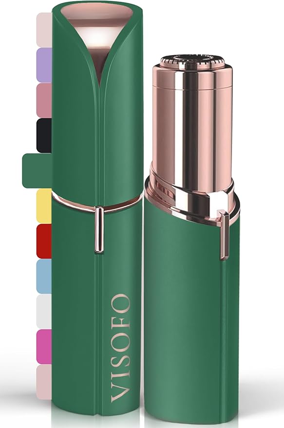 Facial Hair Removal for Women | Electric Razor Device Small Mustache Dermaplaning Remover Tools Tweezers Epilator Trimmer Face Dermaplane Shavers Beauty Gadgets Set Accessories by VISOFO (Emerald)-Velvo Beauty