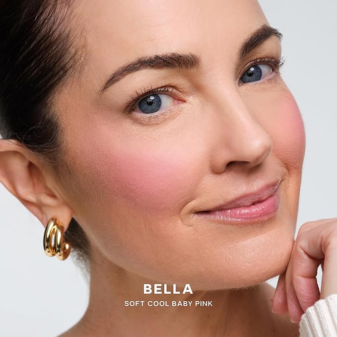 Saie SuperSuede Baked Blush - Talc-Free Powder Blush for All Day Wear - Enriched with Plant-Derived Squalane + Glycerin to Help Moisturize Dry Skin - Bella (0.1 Ounce)-Velvo Beauty