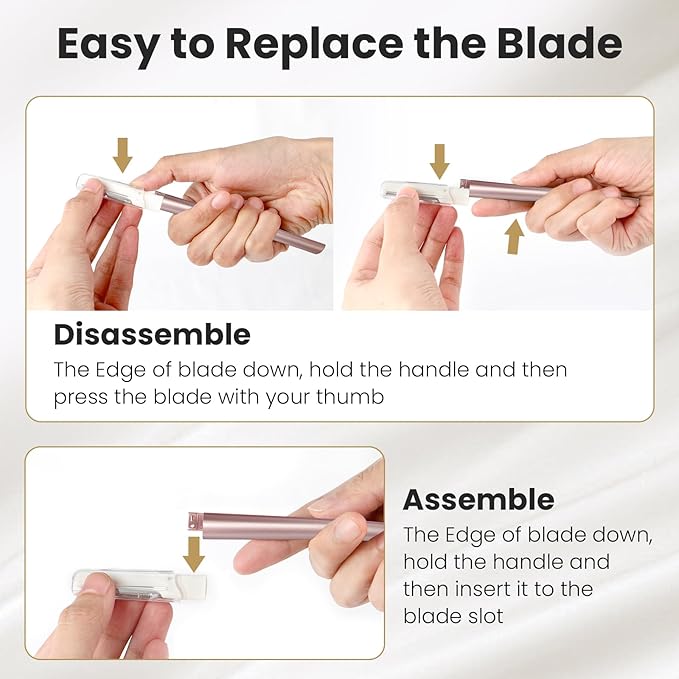 Dermaplaning Tool for Face Exfoliation, with 20 Replaceable Blades, Facial Shaver/Eyebrow Razor, Peach Fuzz Removal Eyebrow Shaper for Women, Easy to Use Dermaplaner Help Exfoliate and Smooth Skin-Velvo Beauty