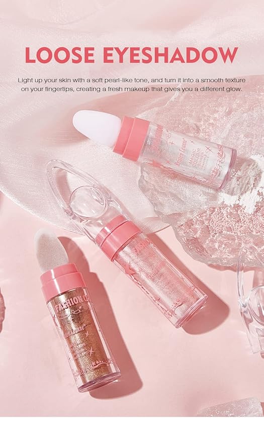 AKARY Shimmer Highlighter Powder, Fairy Polvo De Hadas Highlighter Powder & Blush Stick, Instant Glow Luminizer Duo, Glitter Body Face Hair High Gloss Stick, Sparkle Smudge-Proof Highlighter Stick Party Makeup (C-#03)-Velvo Beauty
