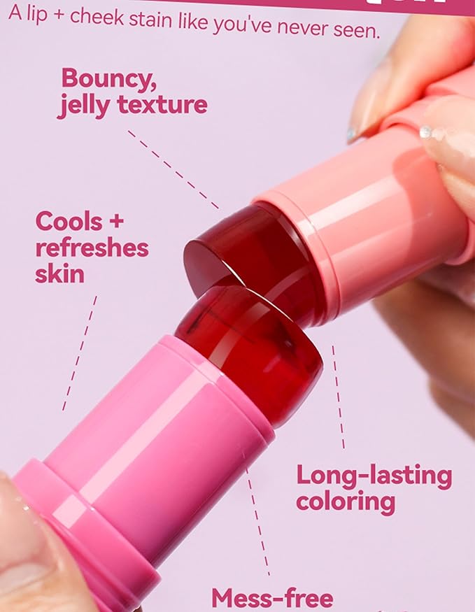 Jelly Blush Stick, Water Jelly Tint Makeup, Sheer Lip & Cheek Tint Stain - Buildable Lightweight Finish, Moisturizing Waterproof Long Lasting Water Tint Lip Stain Makeup-Velvo Beauty