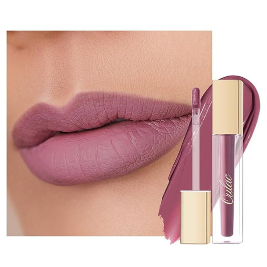 Oulac Matte Liquid Lipstick Mauve Pink Lip Gloss for Women, Long Lasting Lipstick Waterproof, No Transfer, Creamy High Pigmented Formula with Rose Oil, Vegan & Cruelty-Free, M13-Velvo Beauty