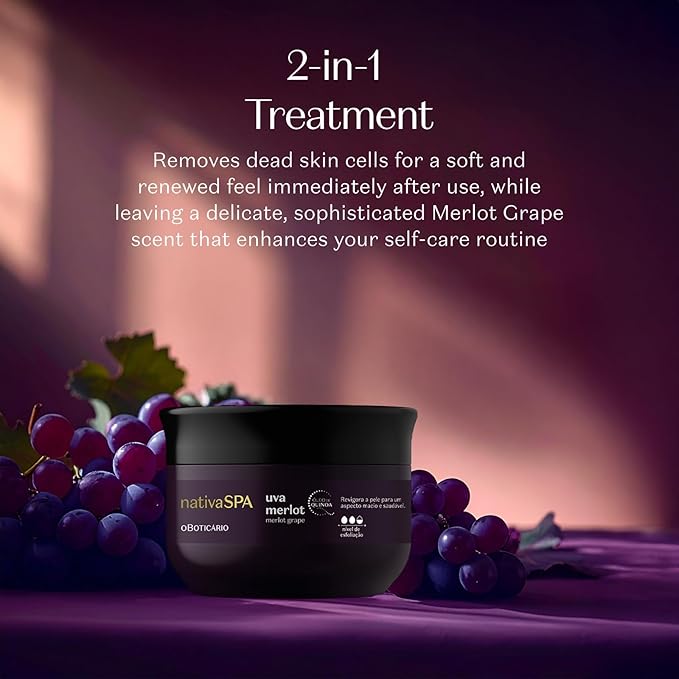 Nativa SPA by O Boticário Merlot Grape Body Scrub, Exfoliation for Smooth, Glowing Skin 7.05 Ounce (200 g)-Velvo Beauty