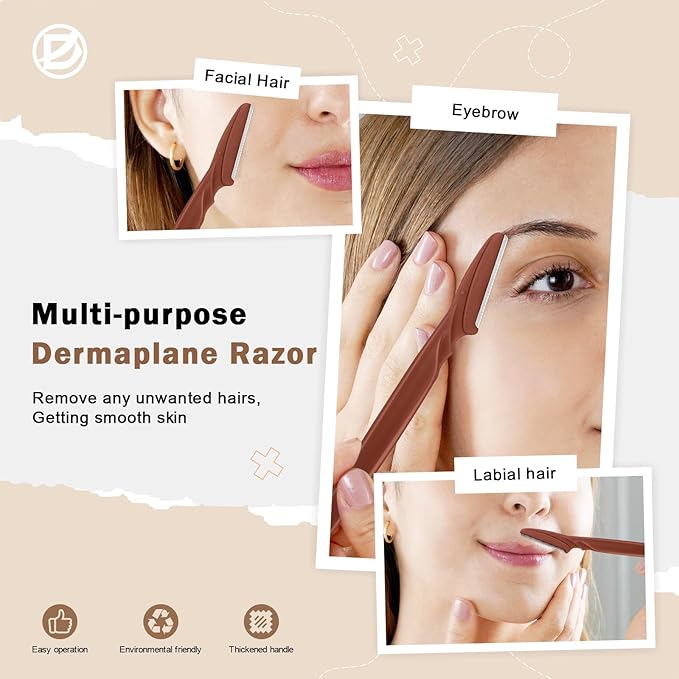 D Dermaplane Razor for Women Face - 6PCS Face Razors for Women - Eyebrow Razor with Precision Cover - Face Shaver for Men - Facial Hair Removal for Men - Neutral-Velvo Beauty