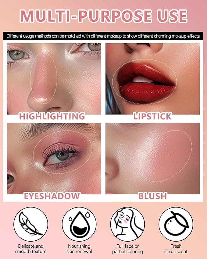 Multi Glow Balm,Miracle Glow Balm Tinted Face Creamy Blush for Women Cheek Lip Eye,Hydrating Lightweight & Blendable Color,Shimmer Blusher Facial Makeup,Mother's Day Gift for Women Girl-01Natural-Velvo Beauty