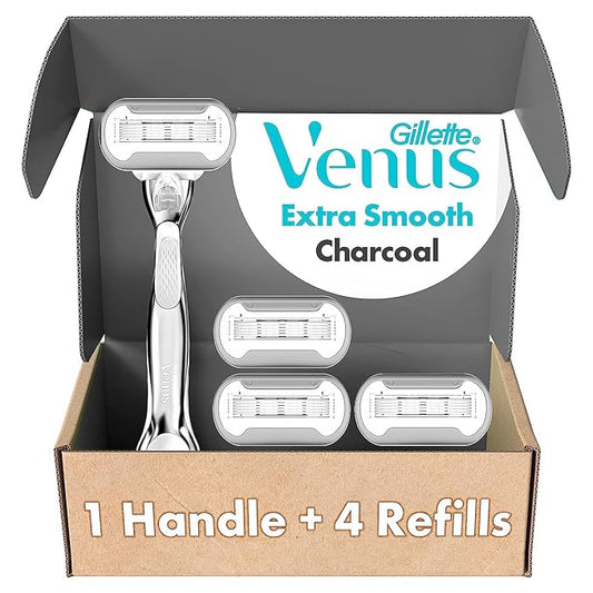 Gillette Venus Extra Smooth Charcoal Women's Razor Handle + 4 Blade Refills-Velvo Beauty