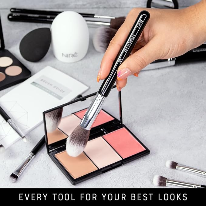 Niré Beauty 15piece Award Winning Professional Makeup Brush Set: Vegan Makeup Brushes with Case, Makeup Sponge, Brush Cleaner, Guide, Gift Box-Velvo Beauty