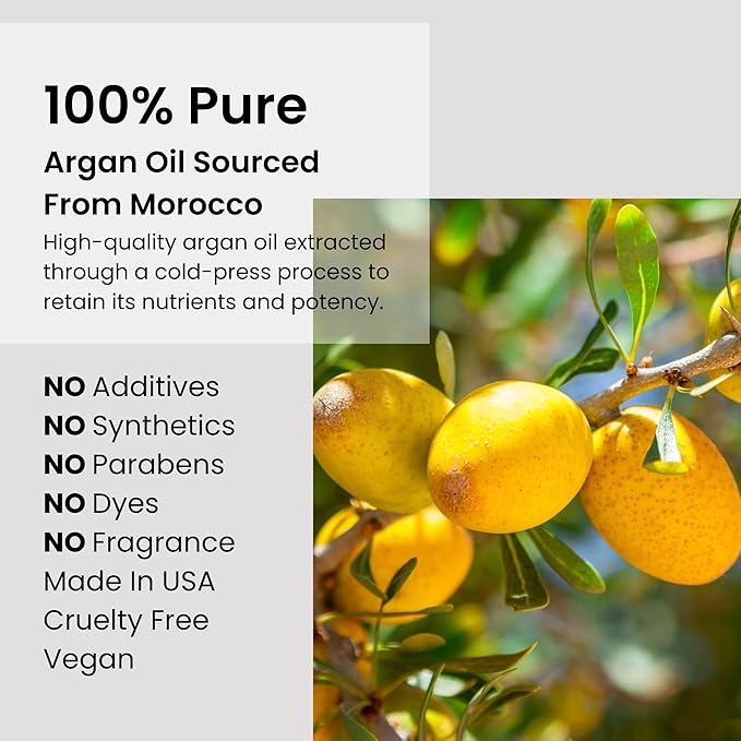 Argan Oil 100% Pure Moroccan Cold-Pressed Face, Body and Hair Lightweight Oil for Moisturizing, Hydrating & Skin Nourishment, 1 oz-Velvo Beauty