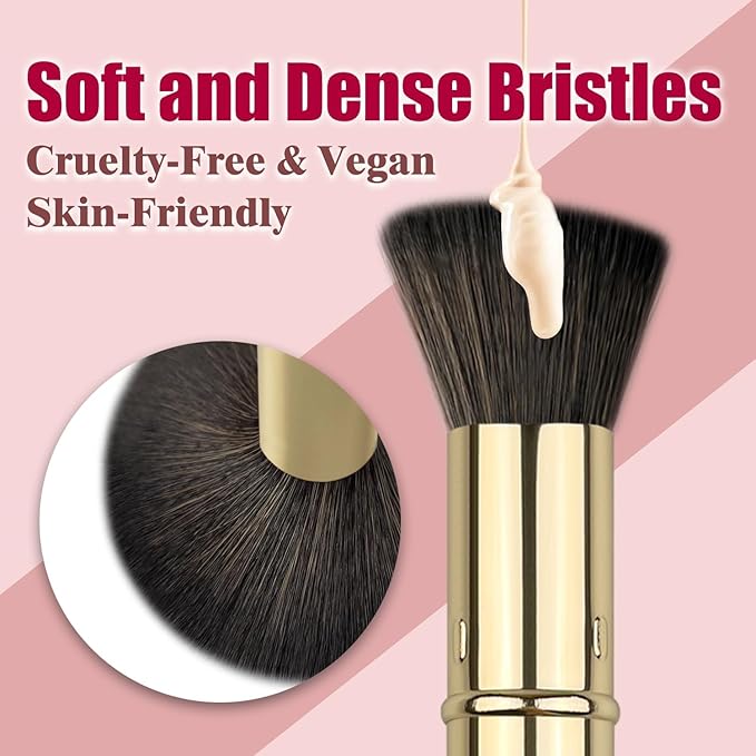Retractable Kabuki Brush, Travel Powder Foundation Makeup Brush Face Blush Brushes for Liquid, Cream and Powder Face Makeup, Travel Size Makeup Brush-Velvo Beauty