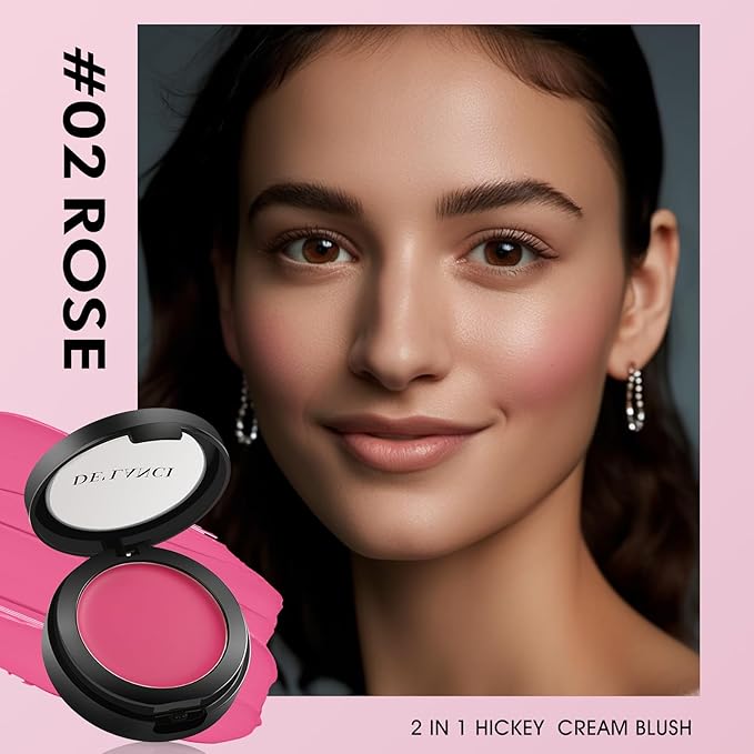 Multi-Purpose Cream Blush for Cheeks & Lip & Eyeshadow, Buildable Lightweight Peach Blush Balm, Ultra Hydrating Cruelty-Free Makeup Blush for Dry/Sensitive Skin, Waterproof Blush, Built-in Brush, Rose-Velvo Beauty