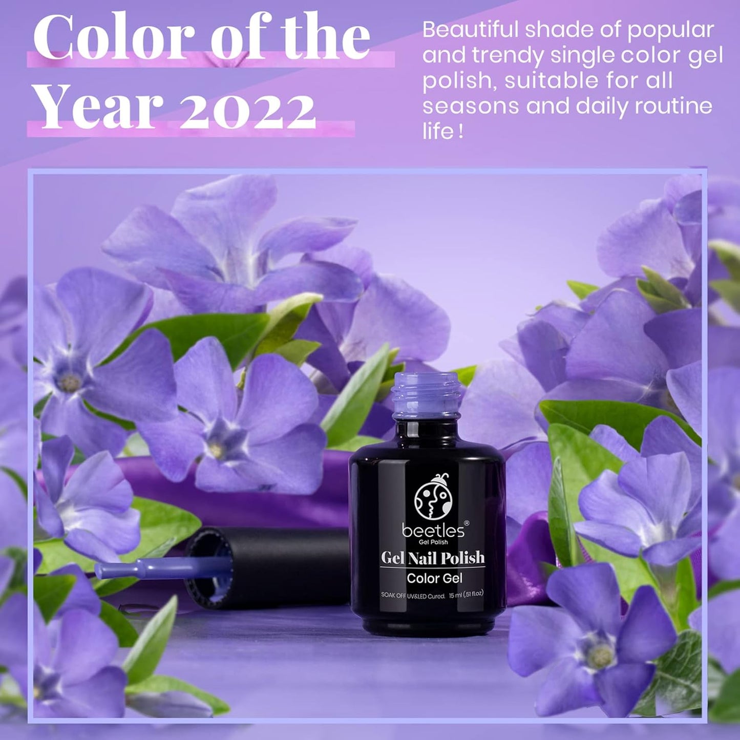 beetles Gel Polish Purple Gel Nail Polish Periwinkle Color 15ml Soak Off Uv Lamp Nail Art Manicure Salon Design DIY Home Gift for Women Girls-Velvo Beauty