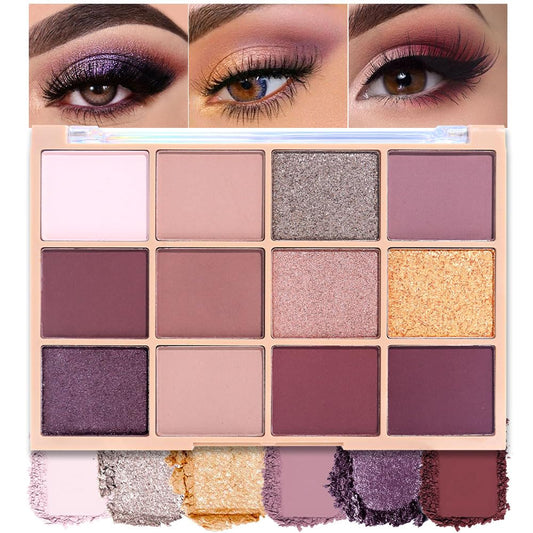 Neutral Smokey Eye Shadow Palette,Nude Mauve Rose Gold Cream Eyeshadow Palette,Make Up Pallets for Women Natural Eyeshadow for Eyes Long Lasting Naturing-Looking-Velvo Beauty
