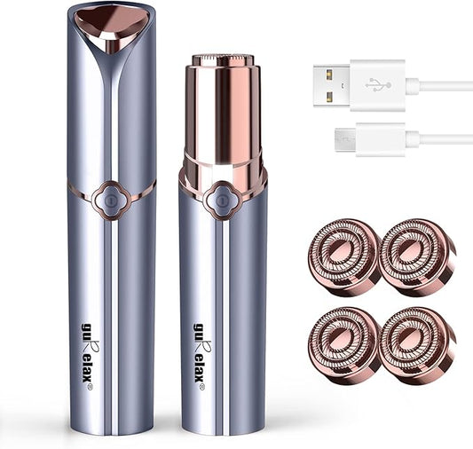 Facial Hair Removal for Women, GURELAX Hair Remover for Face, Painless Hair Removal Device, Face Shavers for Chin Upper Lip -Included 4 x Replacement Heads-Velvo Beauty