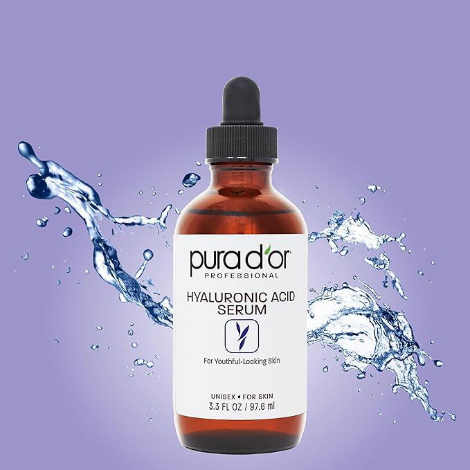 PURA D'OR 3.3 Oz Hyaluronic Acid Serum For Deep Hydration - Anti-Aging, Plumping & Moisturizing Formula For Smooth, Supple Skin - Natural Skincare Boost - Fine Lines & Wrinkle Reducer - Travel Size-Velvo Beauty