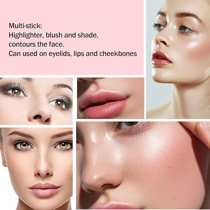 Boobeen Blush Stick Highlighter Makeup Stick Matte Contour Stick, Lightweight Cheek Blush Cream Shimmer Contouring Stick, Waterproof Multi Stick for All Skin Smooth & Natural-Velvo Beauty