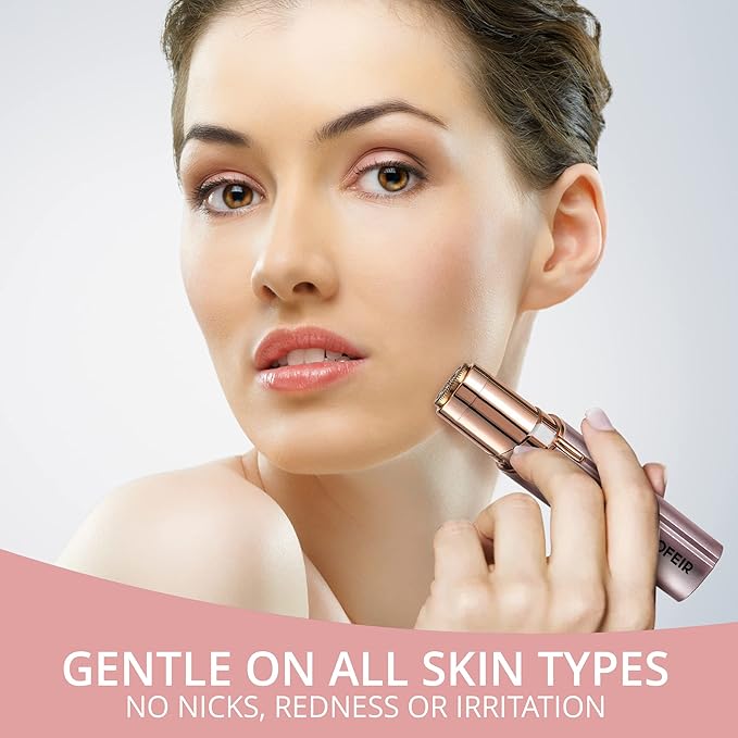 Facial Hair Removal for Women: Electric Hair Removal Device - Rechargeable Painless face Razor for Chin Upper Lip Peach Fuzz with Light (Pink)-Velvo Beauty