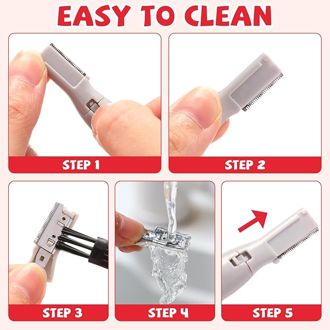 Chumia 2 Pcs Electric Eyebrow Trimmer Women Precision Face Razors Mini Shaver with Comb Christmas Women Gift Battery Operated Personal Epilator for Face Neck Fuzz Lips Leg(Red,Green)-Velvo Beauty