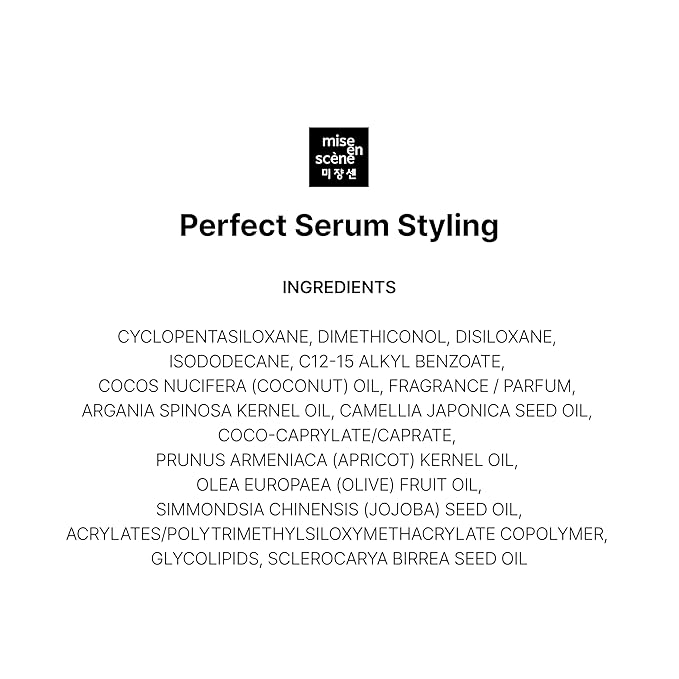 Mise En Scene Perfect Styling Serum for Heat Damage Protection - Hair Serum for holding Bounce, Hair Essence for Long Lasting Curl, Powdery Scent, with Argan Oils, 2.70 fl. Oz-Velvo Beauty