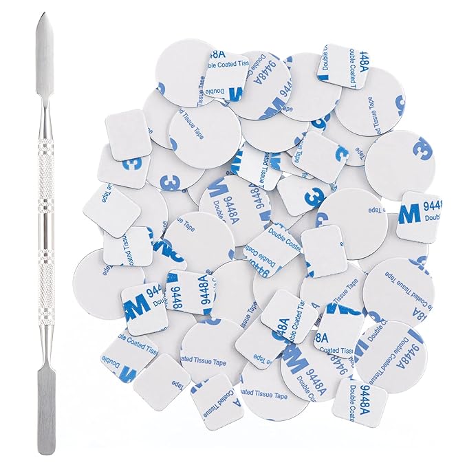 56Pcs Metal Stickers for Magnetic Palette Empty Eyeshadow Makeup Palette + Depotting Spatula (28Pcs Round + 28Pcs Square)-Velvo Beauty