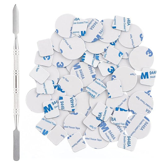 56Pcs Metal Stickers for Magnetic Palette Empty Eyeshadow Makeup Palette + Depotting Spatula (28Pcs Round + 28Pcs Square)-Velvo Beauty