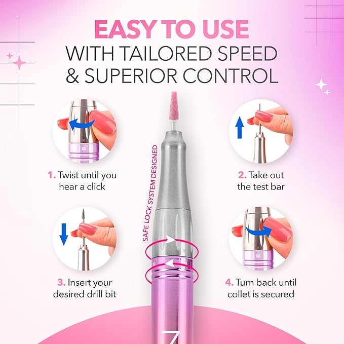 M Mase- Professional Nail Drill Machine - Coreless 2-in-1 Nail File - Electric, Cordless, 35000 RPM, HD Display - Electric Nail Drill for Professional & Home Use (Unicorn Purple)-Velvo Beauty