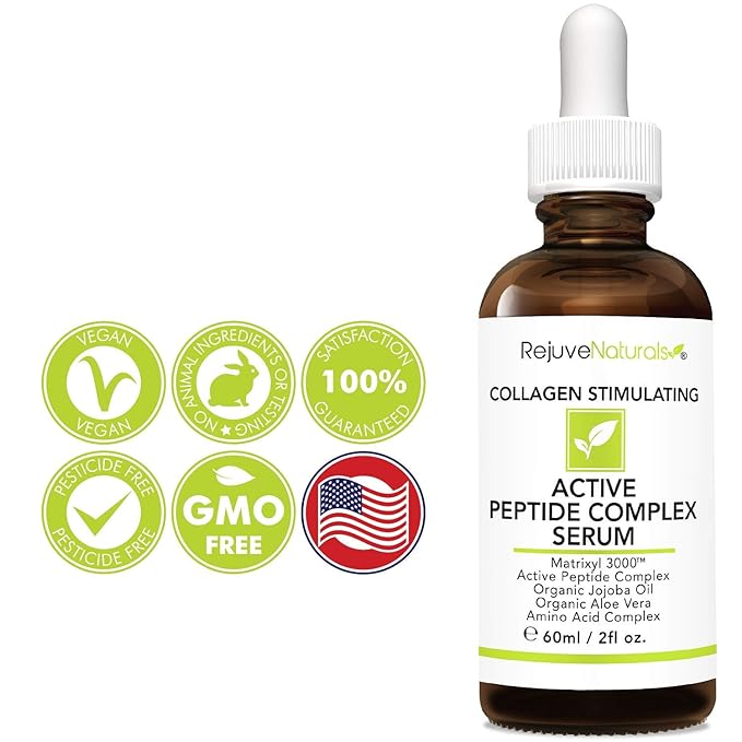 Peptide Complex Serum with Matrixyl 3000 (2 oz, Double-Sized) Minimizes Look of Fine Lines & Deep Wrinkles, Crow's Feet, Crepey Skin. Lightweight Anti Aging Moisturizer for Face & Neck-Velvo Beauty