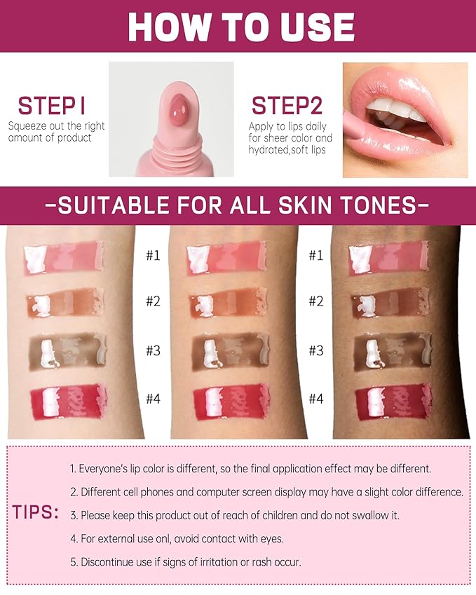 Tinted Lip Balm-2Pcs Pink Brown Peptide Hydrating Lip Tint Moisturizer,Jelly Glossier Lip Treatment Balm,Non-Stick Glow Reviver Lip Care Oil,Yummy Glowy Lip Gloss,Thanksgiving Makeup for Women-01+03-Velvo Beauty