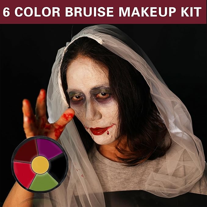 6 Colors Bruise Wheel Kit Halloween Special Effects Makeup Professional Face Body Paint Palette for Cosplay Sfx Zombie Stage Makeup Kit-Velvo Beauty