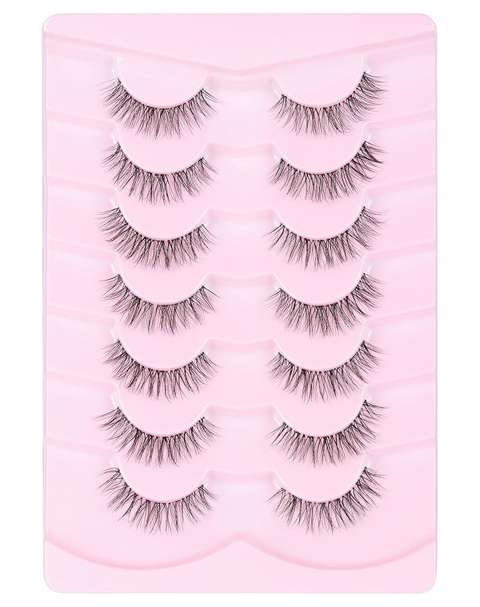 Eyelashes Wispy Lashes Natural Mink Eye Lashes Pack Clear Band Strip Lashes That Look Like Extensions Short False Eyelashes Natural 7 Pairs-Velvo Beauty