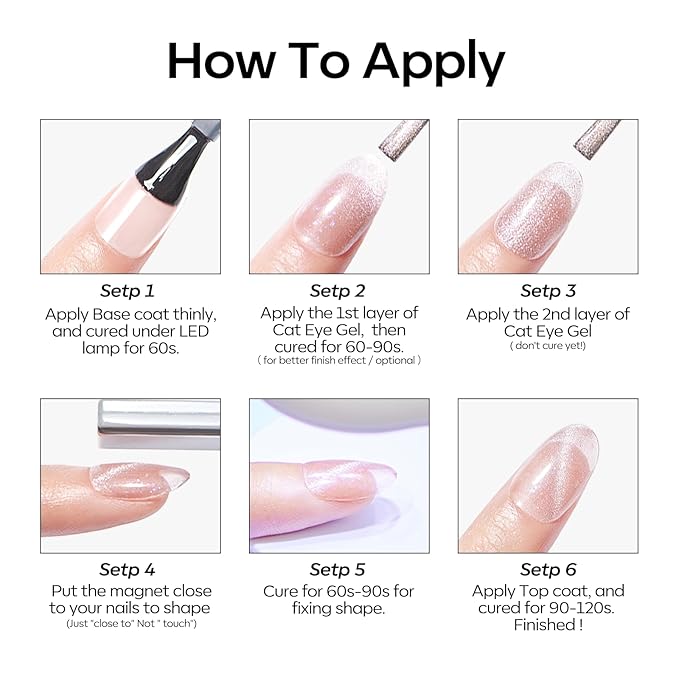 modelones Cat Eye Gel Nail Polish, 6 Colors Purple Pink Glitter Gel Polish Set with Magnet Sparkle Galaxy Series Nail Polish Kit Soak Off Led Nail Art Manicure Salon DIY Gifts-Velvo Beauty